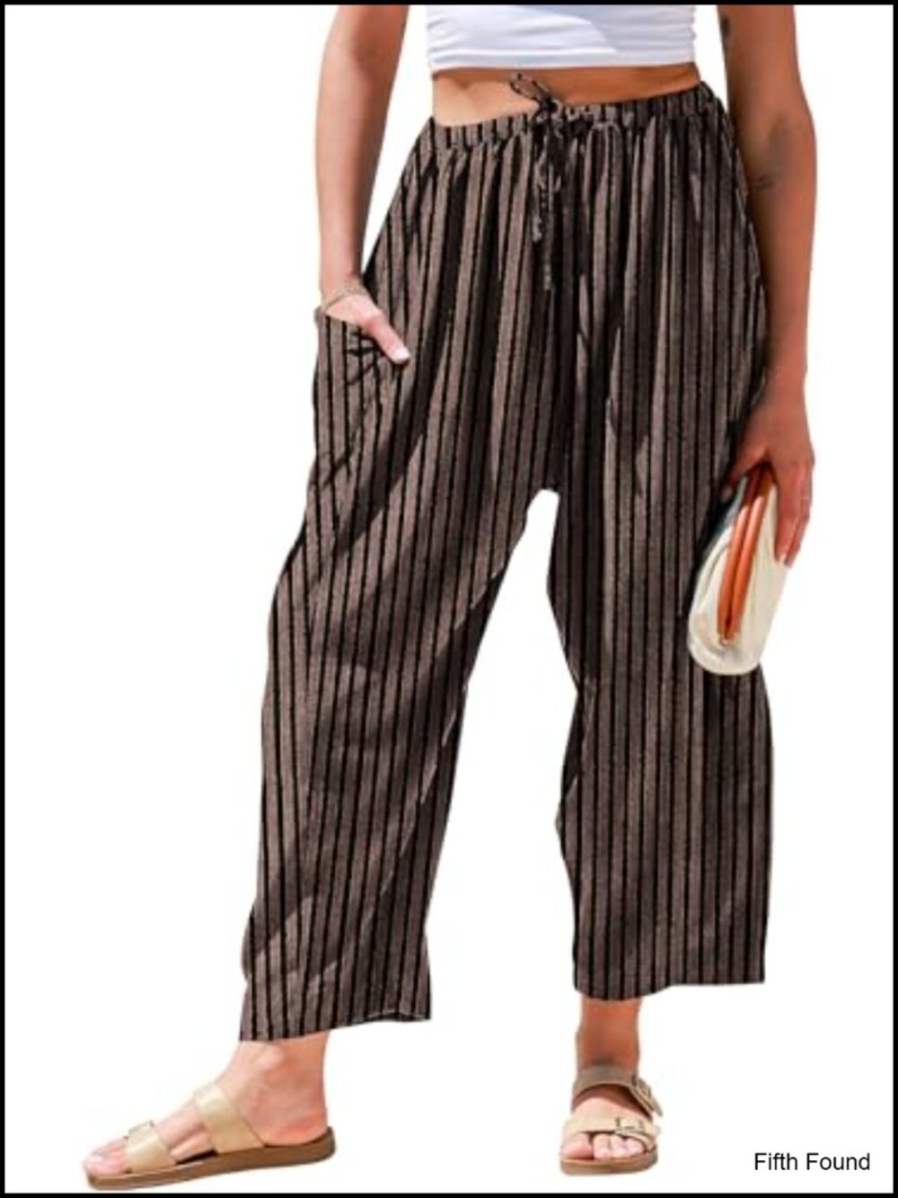 Wide Leg Linen Blend Pants with Pockets Palazzo Casual Drawstring